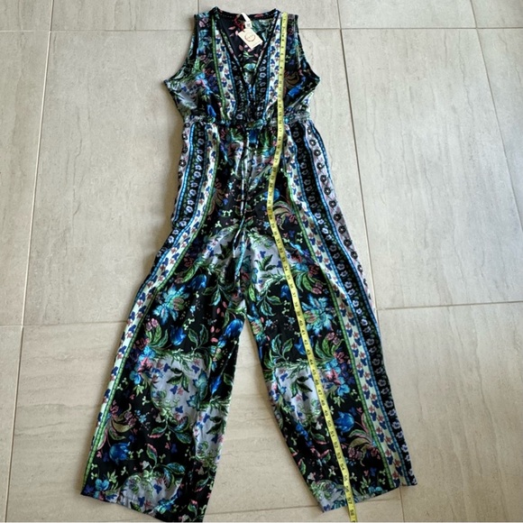 Raga Anthropologie Jumpsuit Multicolor Paisley Floral Sleeveless V-neck Size L - Picture 7 of 10